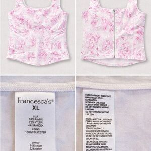 Francesca’s Pink Toile Print Blouse XL | French Country Cottagecore Top NWT